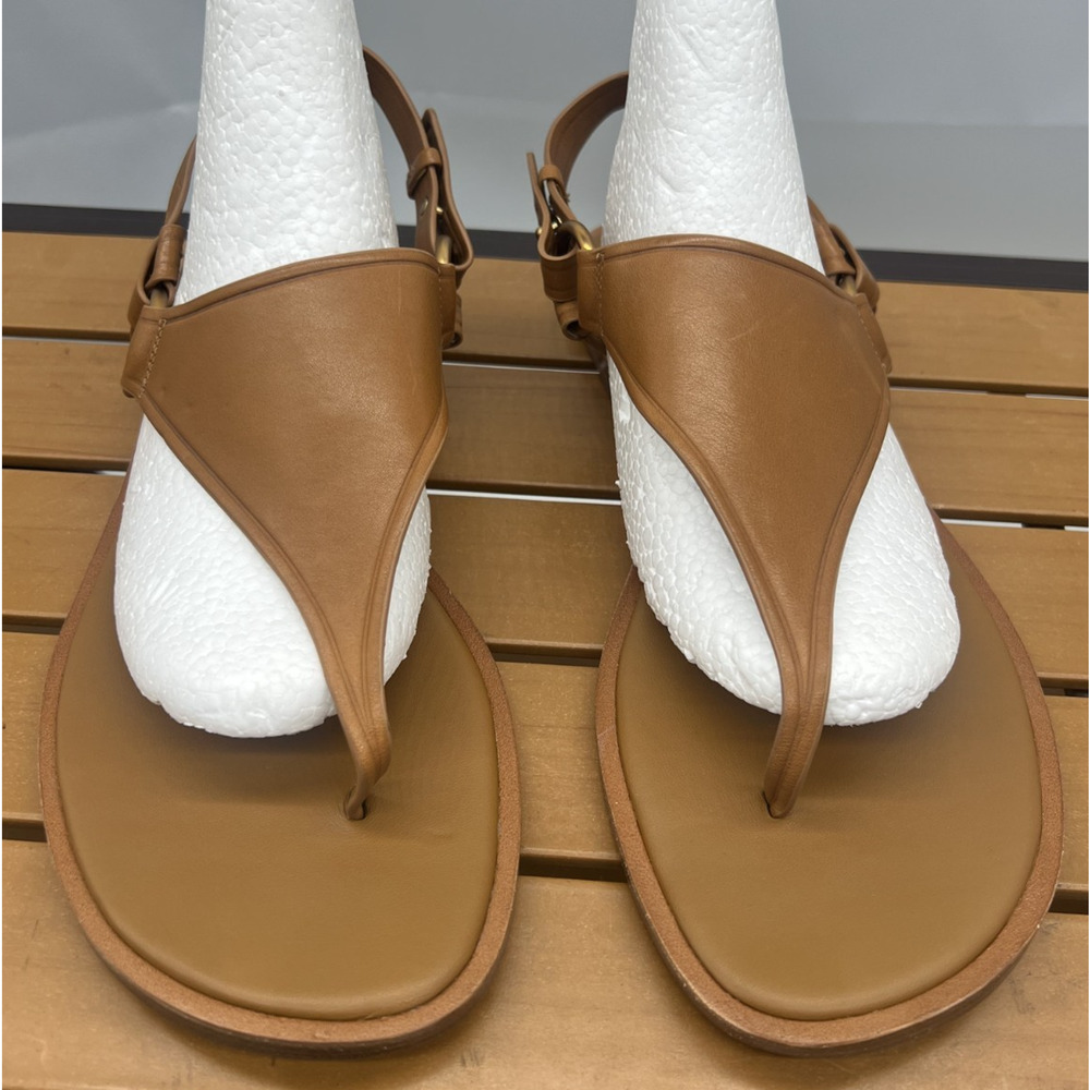 VINCE. Womens Brown Comfort T-Strap Pharis Round Toe Leather Thong Sandals 10 M